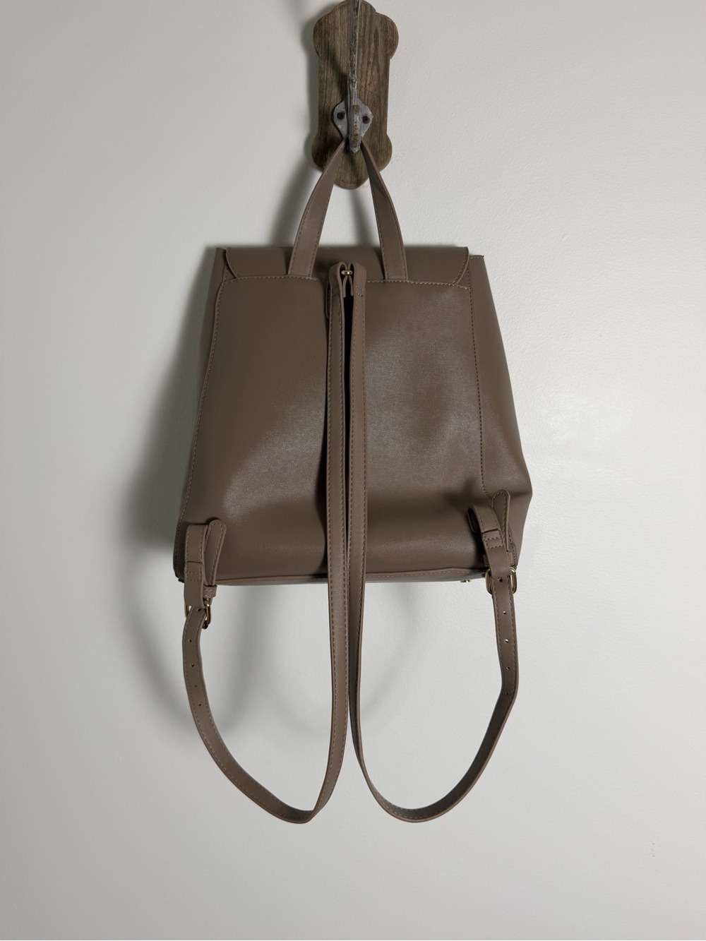 Madison West Taupe Minimalist Backpack - Picture 4 of 11